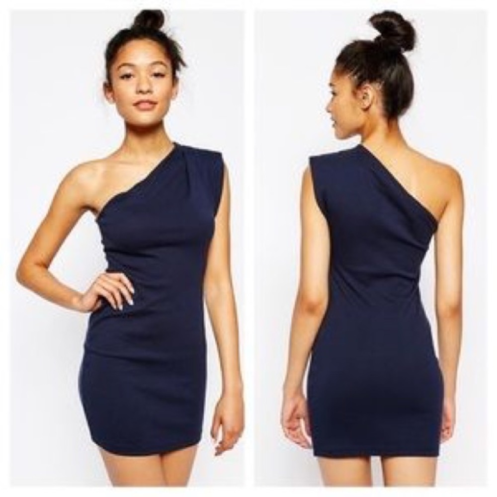 One shoulder navy jersey knit American Apparel